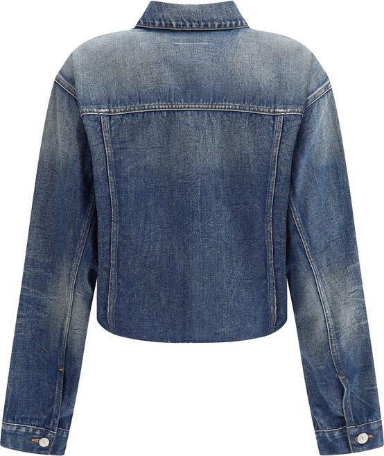 Blue Cotton Denim Jacket by MM6