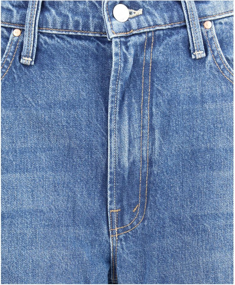 Синие джинсы Mother Denim укороченные хлопковые