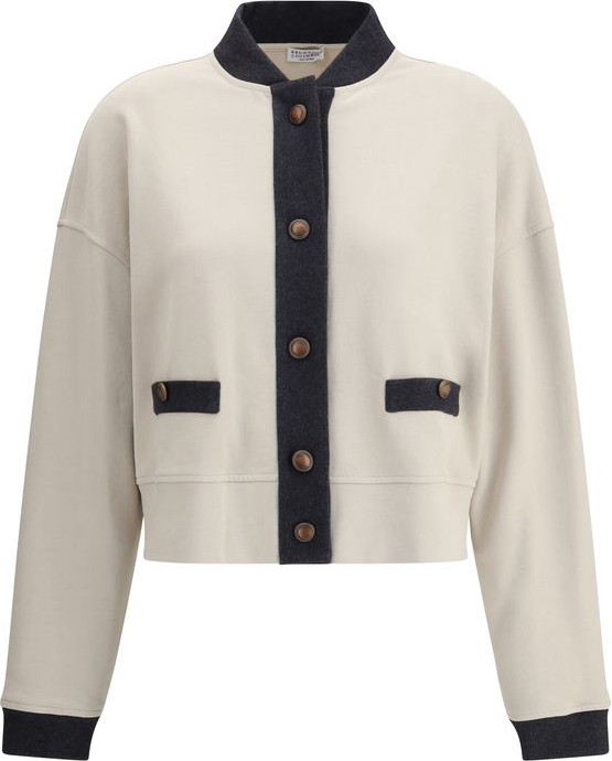 Gray Cotton Cardigan Brunello Cucinelli