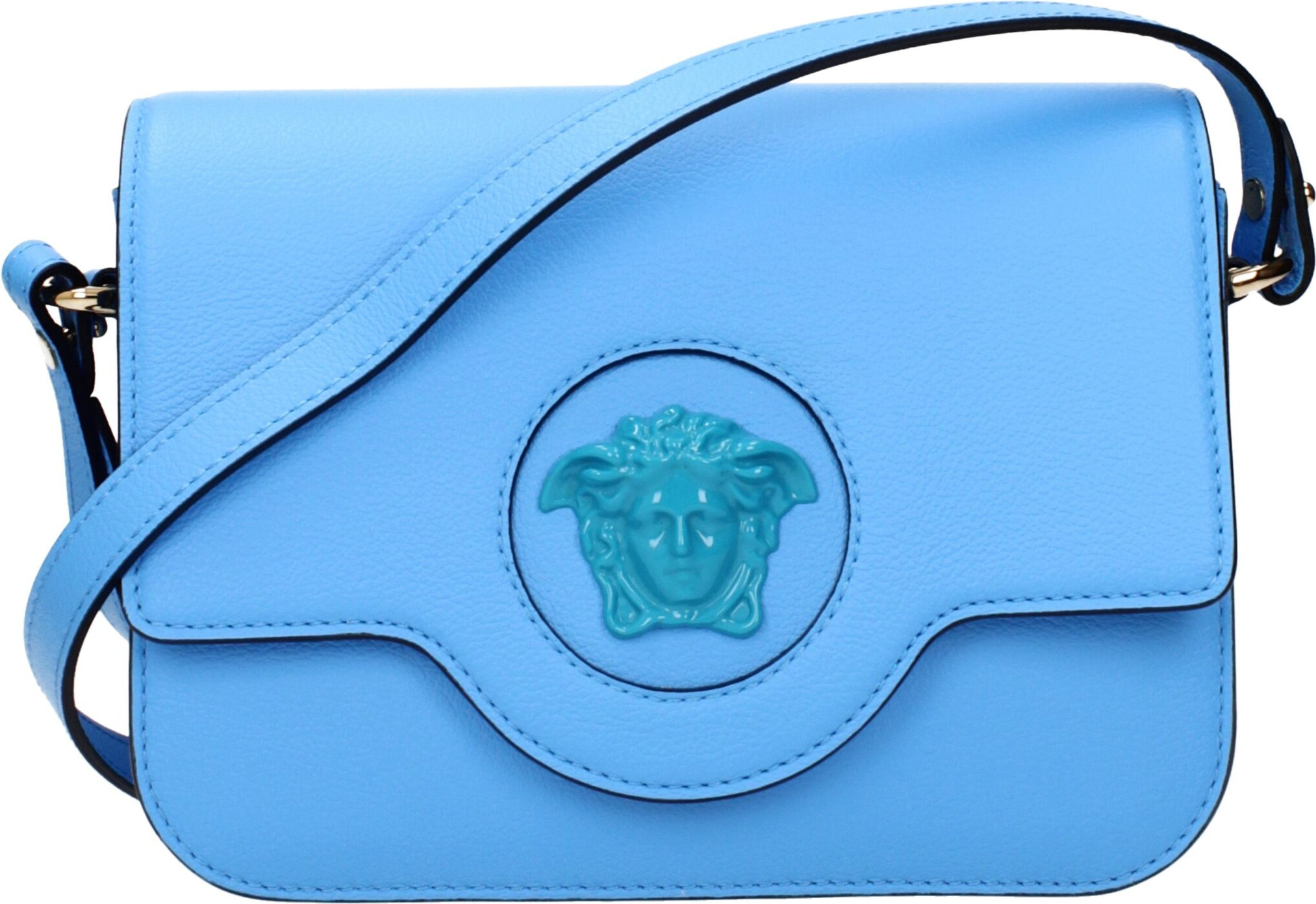 Сумки через плечо Versace Светло-голубая Кожа