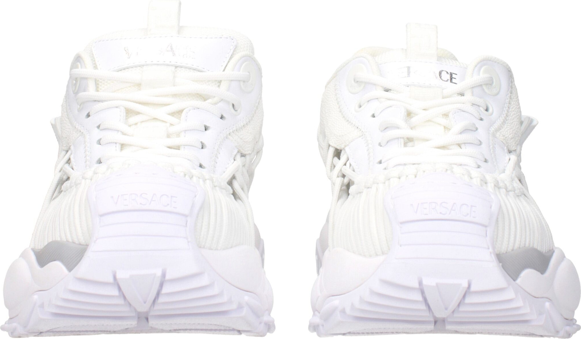 White Leather Athletic Sneakers Versace