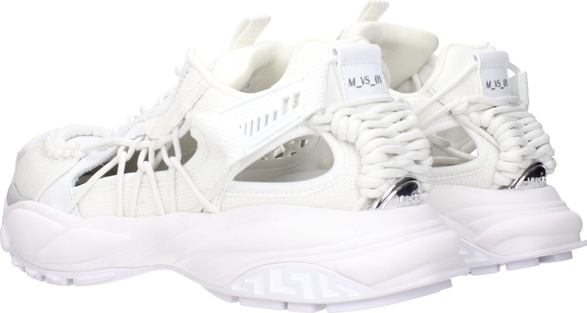White Leather Athletic Sneakers Versace