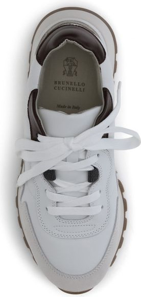 Белые кожаные кроссовки Brunello Cucinelli