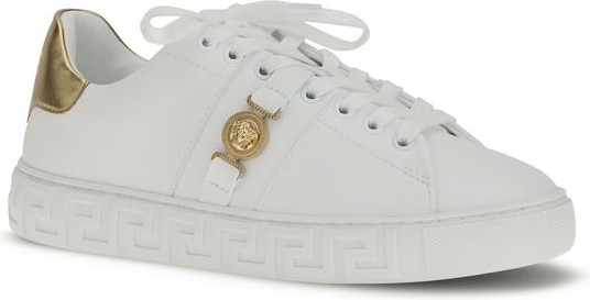 Кроссовки Versace из белой телячьей кожи Bos Taurus с заниженным верхом