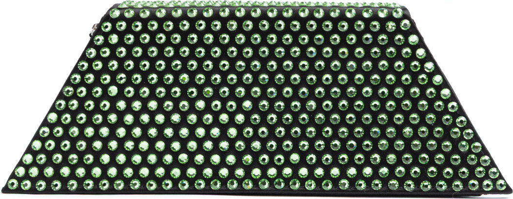 Shoulder Bag Amina Muaddi Mini Black Satin And Green Crystals