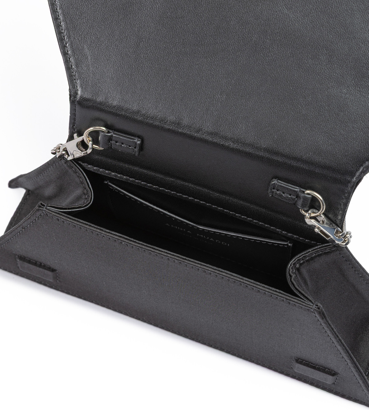 Shoulder Bag Amina Muaddi Mini Black Satin And Green Crystals
