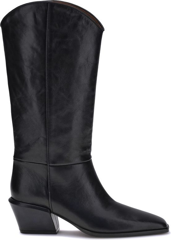 Paris Texas Black Calf Leather Bos Taurus Ankle Boots