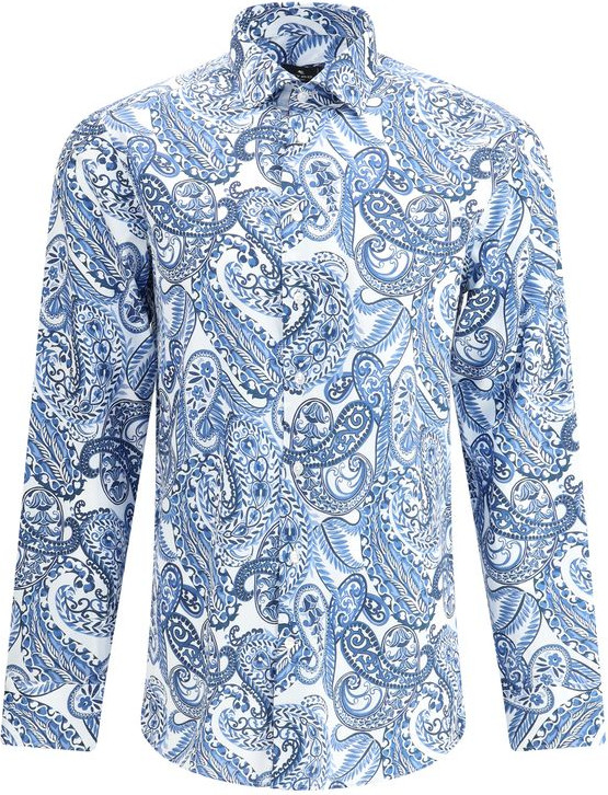 Рубашка Etro голубая хлопковая с узором