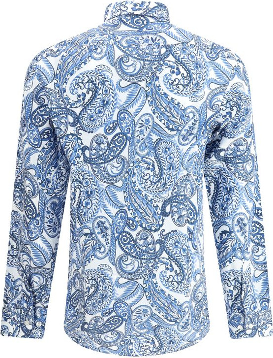 Рубашка Etro голубая хлопковая с узором