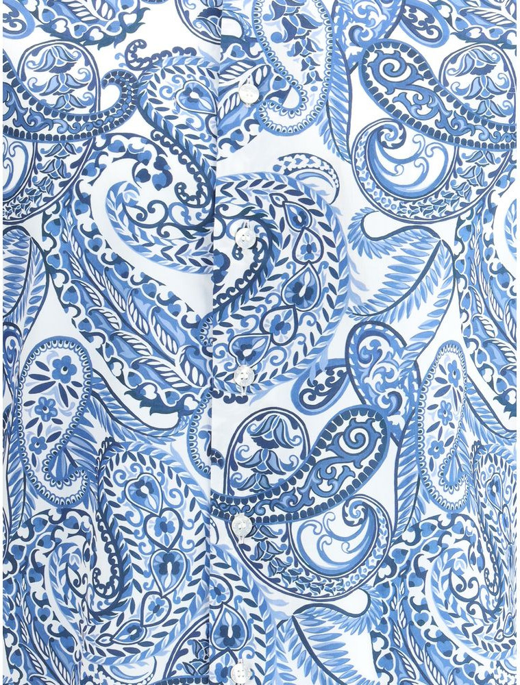 Рубашка Etro голубая хлопковая с узором
