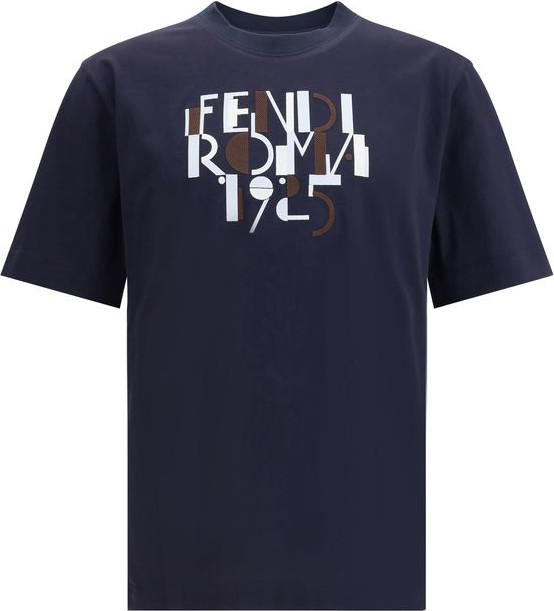 Синяя хлопковая футболка Fendi