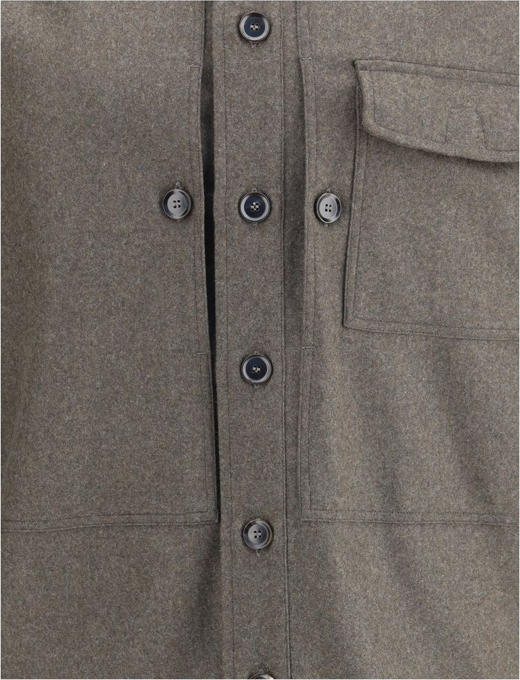 Серый шерстяной пальто Brioni
