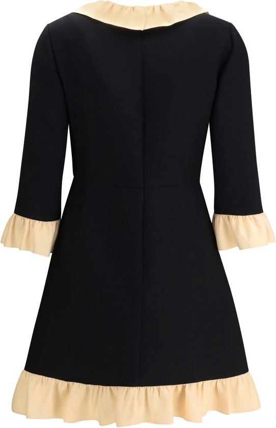 Valentino Black Fleece Wool Cocktail Dress