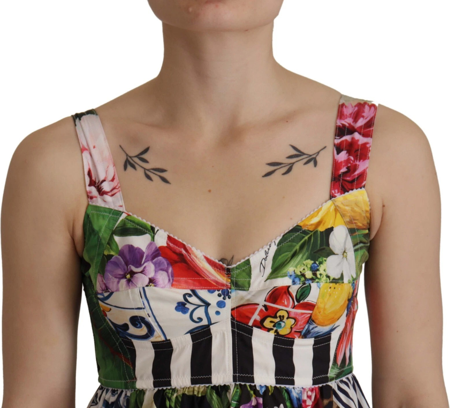 Платье Мини с Цветочным Принтом Dolce & Gabbana