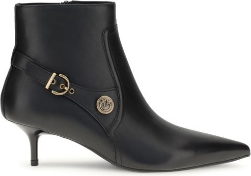 Pinko Qora Calf Leather Bos Taurus To'pi etiklari