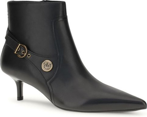Pinko Qora Calf Leather Bos Taurus To'pi etiklari
