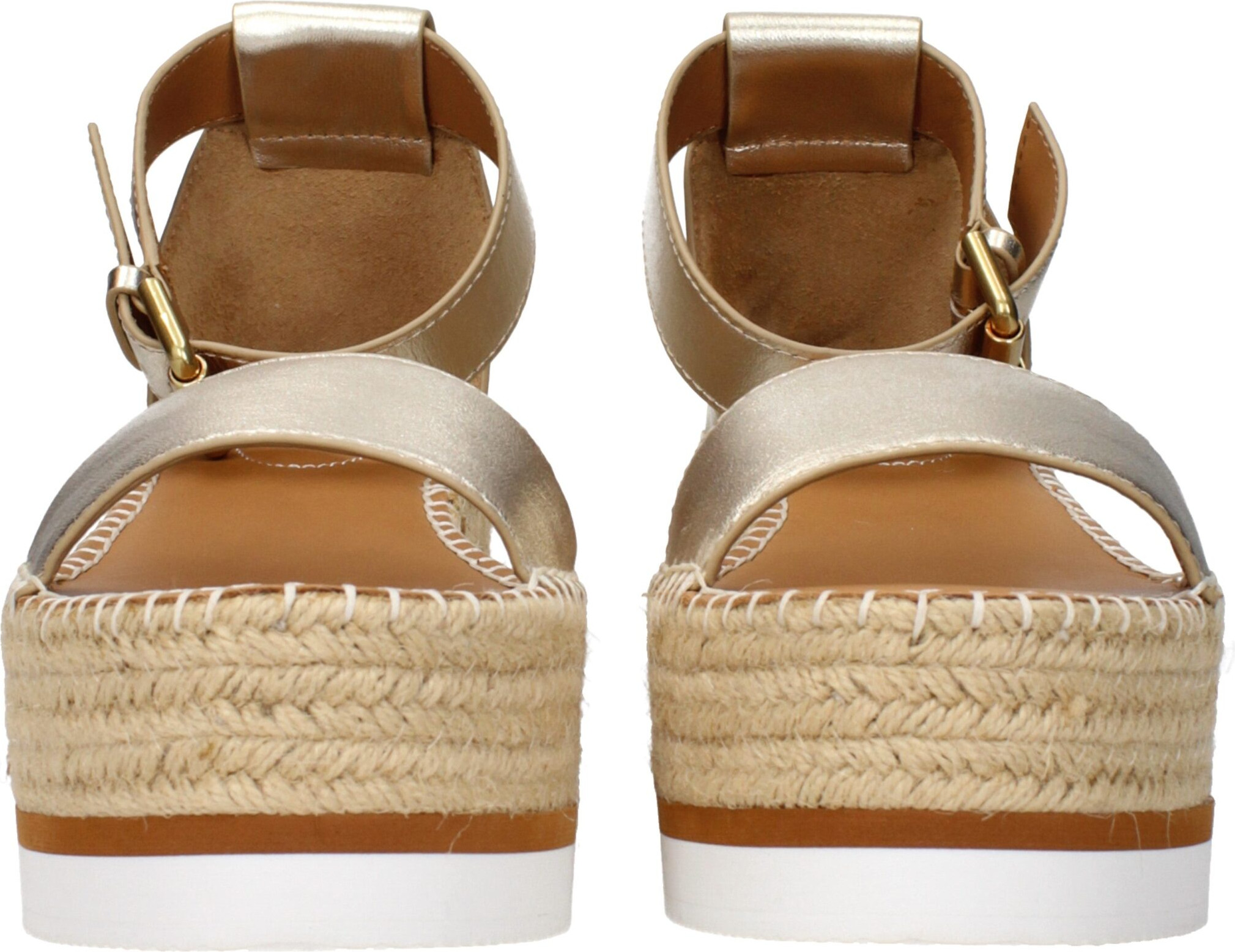 Золотые кожаные босоножки на танкетке See by Chloé