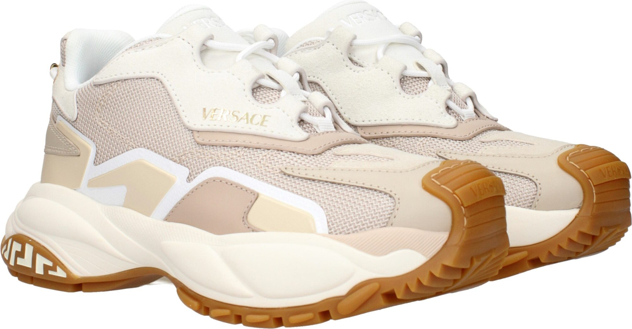 Бежевые тканевые кроссовки Versace Chunky
