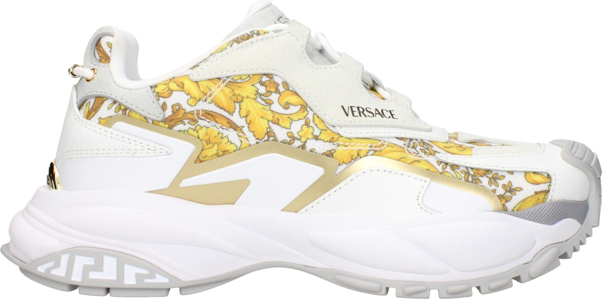 Кроссовки Versace с золотой тканью, низкие