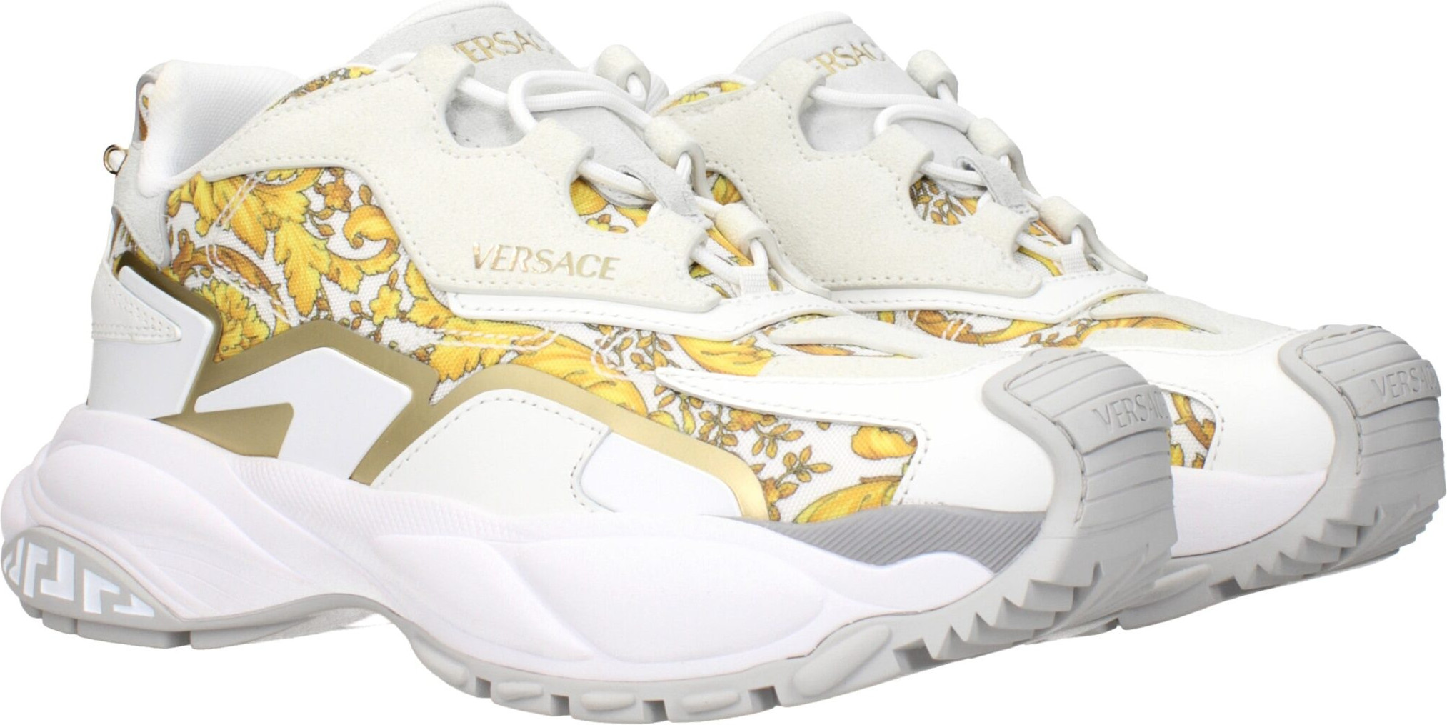 Кроссовки Versace с золотой тканью, низкие