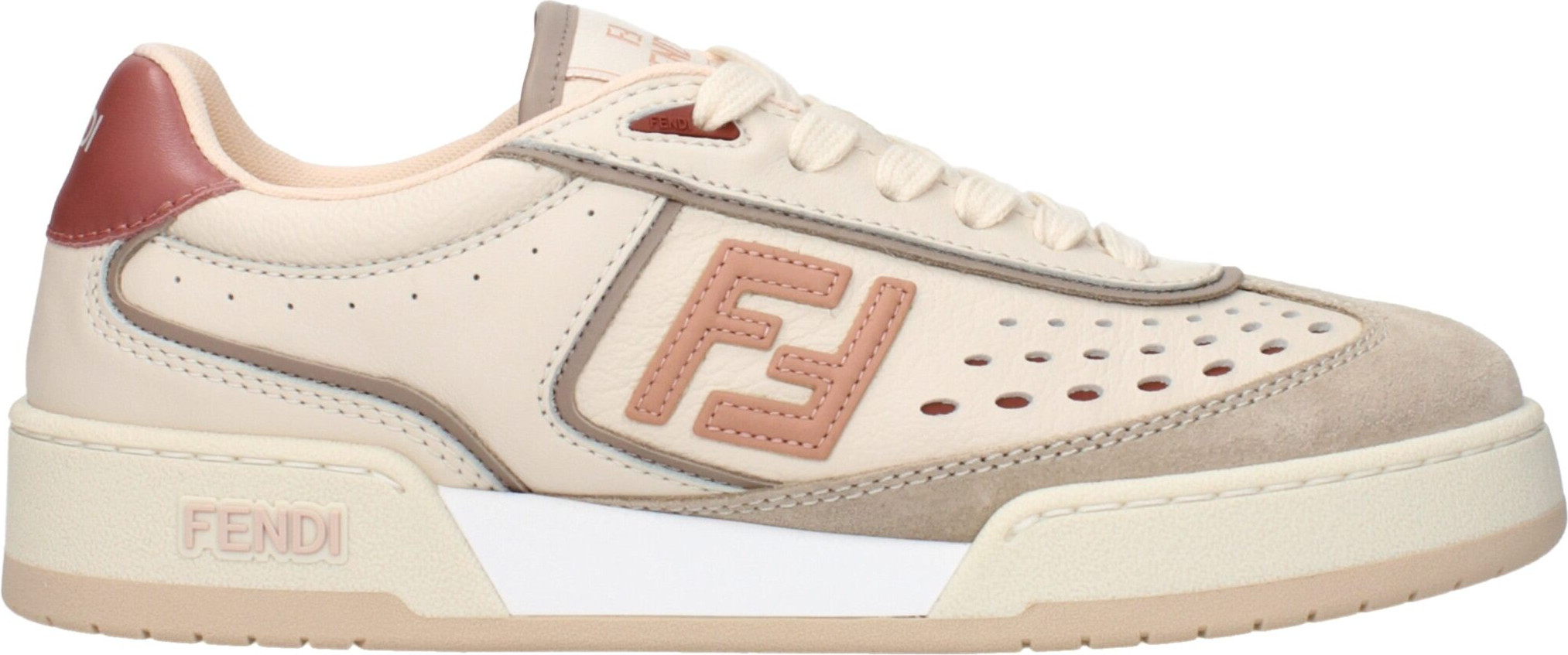 Sneakers Fendi Beige Leather Low Top