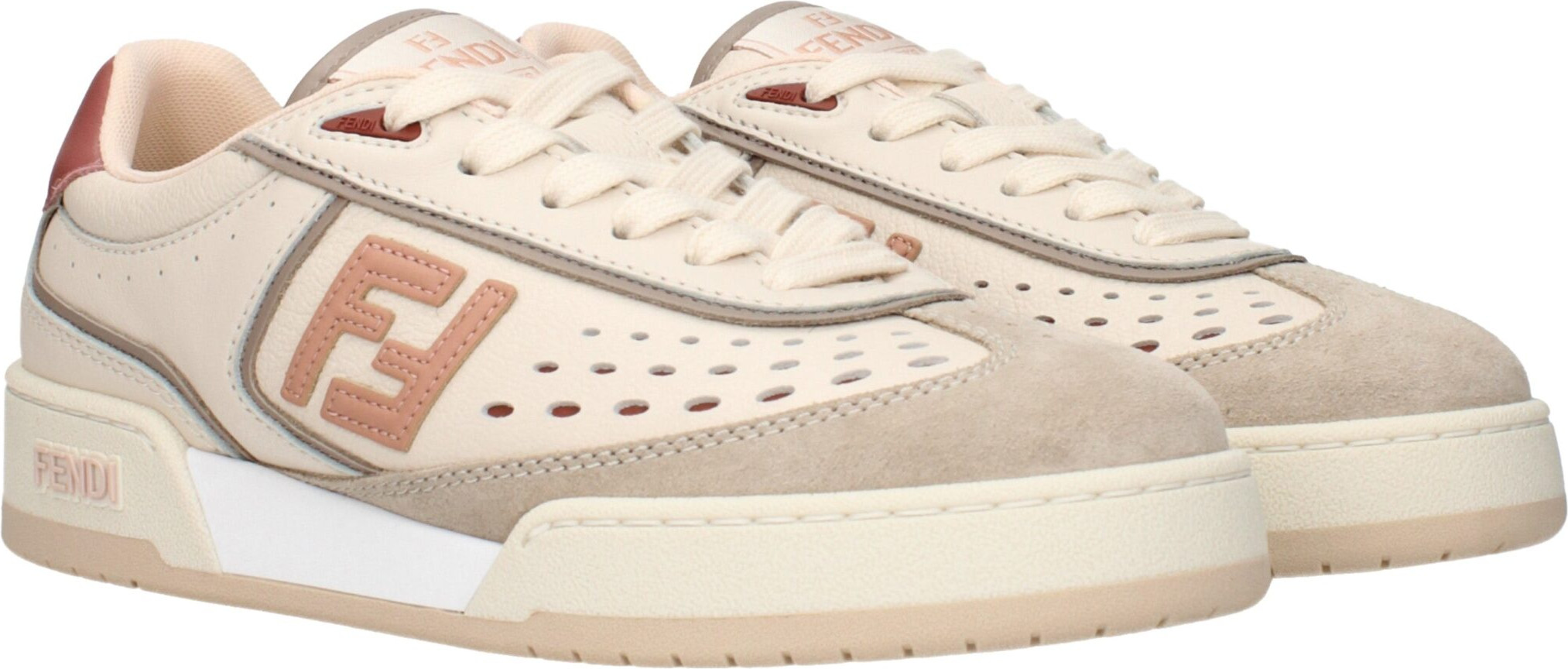 Sneakers Fendi Beige Leather Low Top
