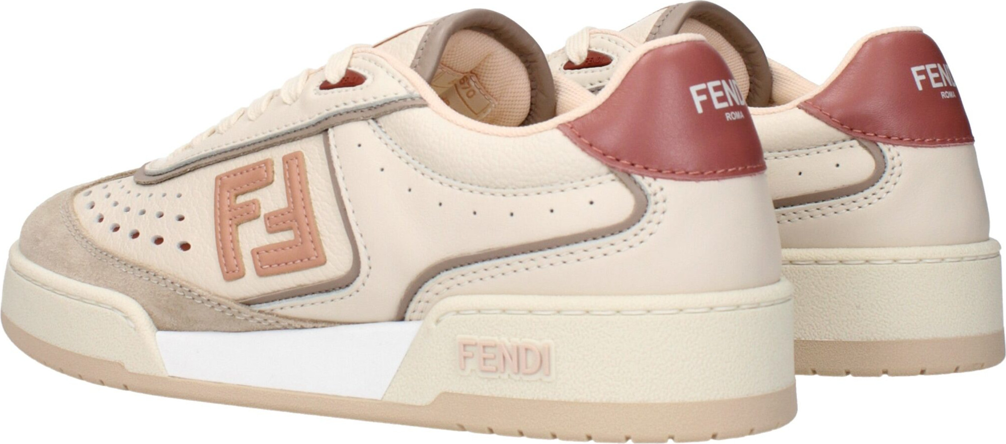 Sneakers Fendi Beige Leather Low Top
