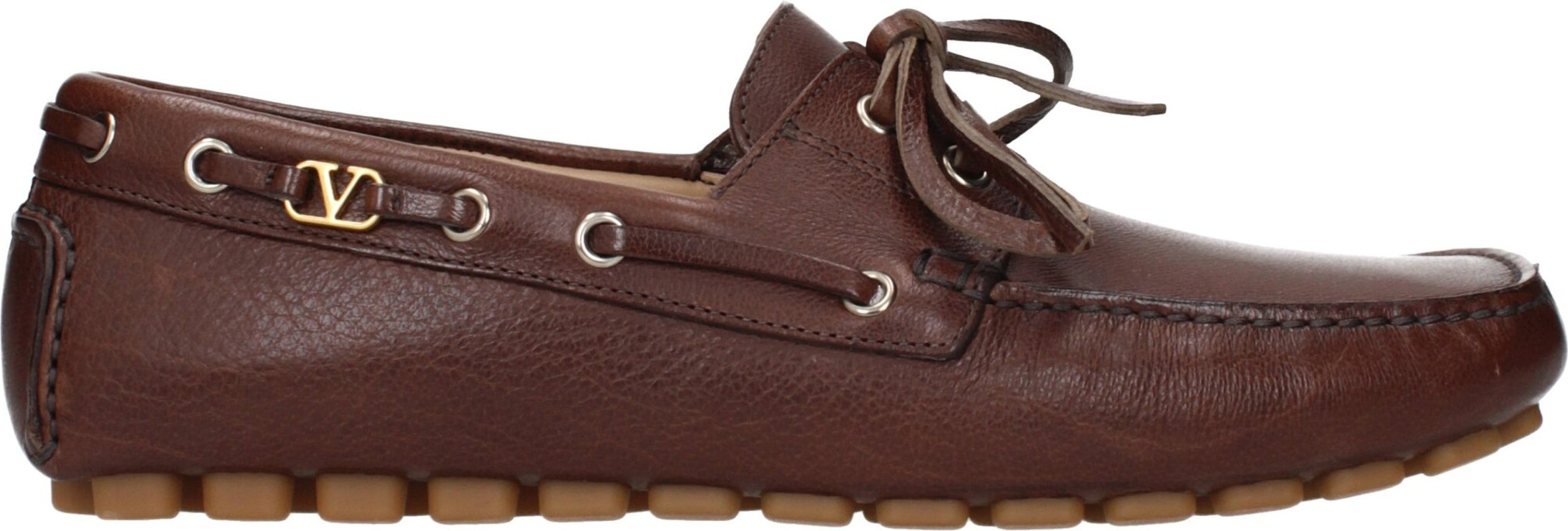 Brown Leather Slip-On Loafers Valentino Garavani