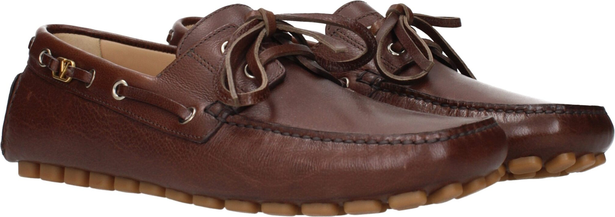 Brown Leather Slip-On Loafers Valentino Garavani