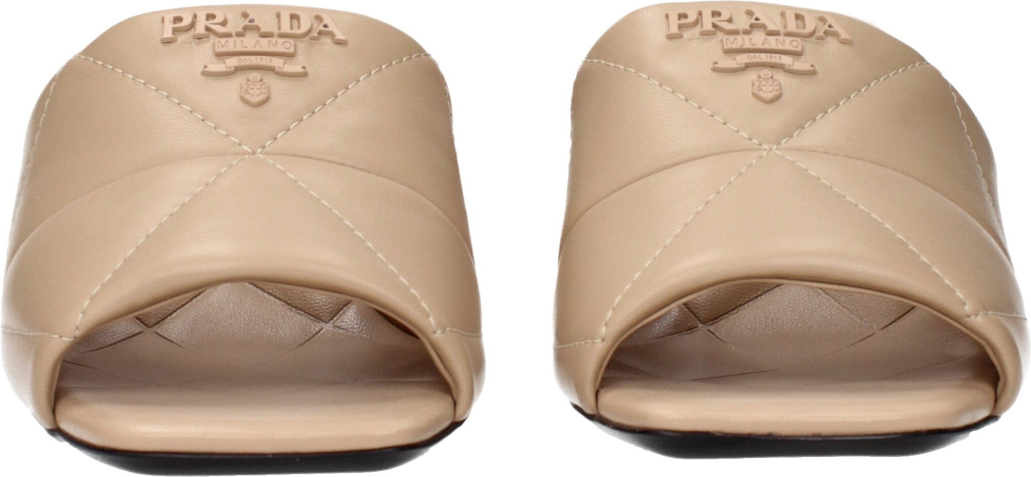 Бежевые кожаные тапочки Prada