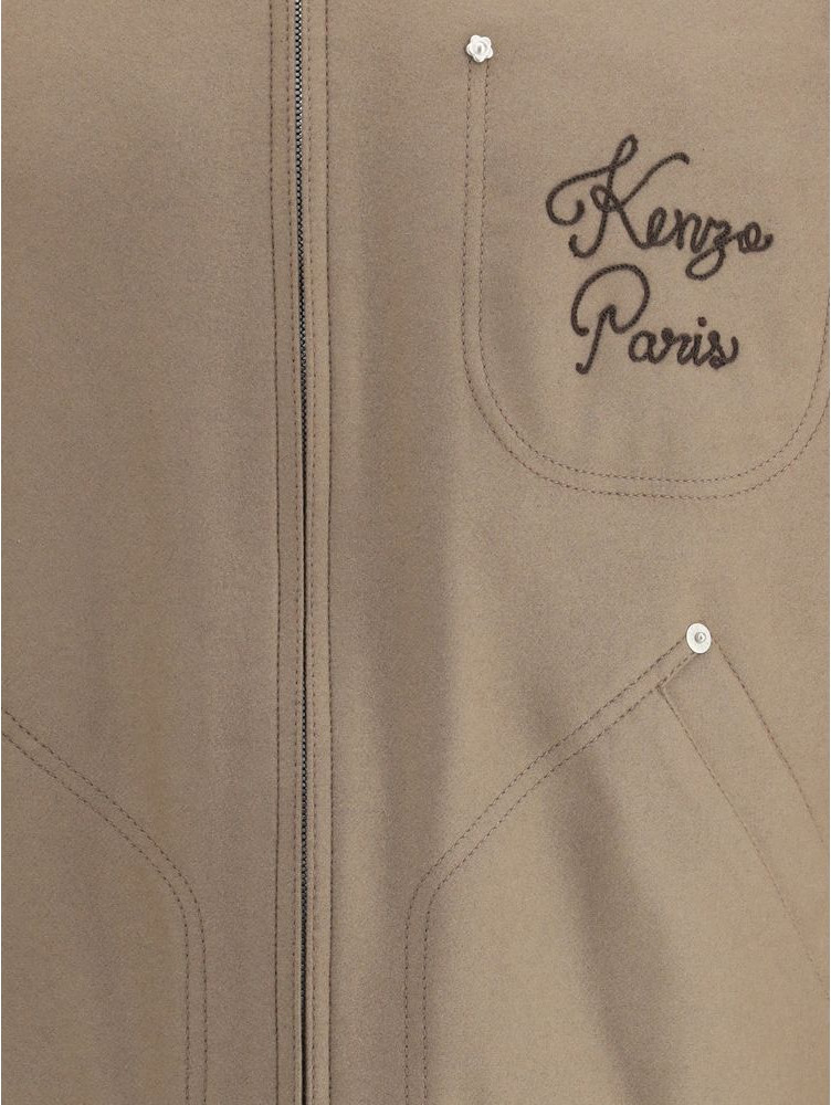 Коричневая кожаная куртка Kenzo