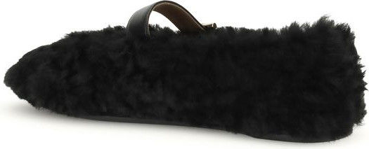 Черные балетки Ferragamo с мехом