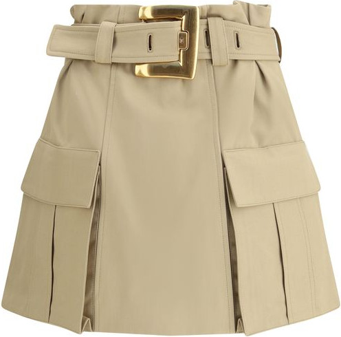 Beige Cotton Mini Skirt Balmain