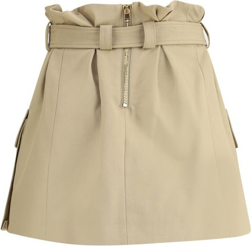 Beige Cotton Mini Skirt Balmain