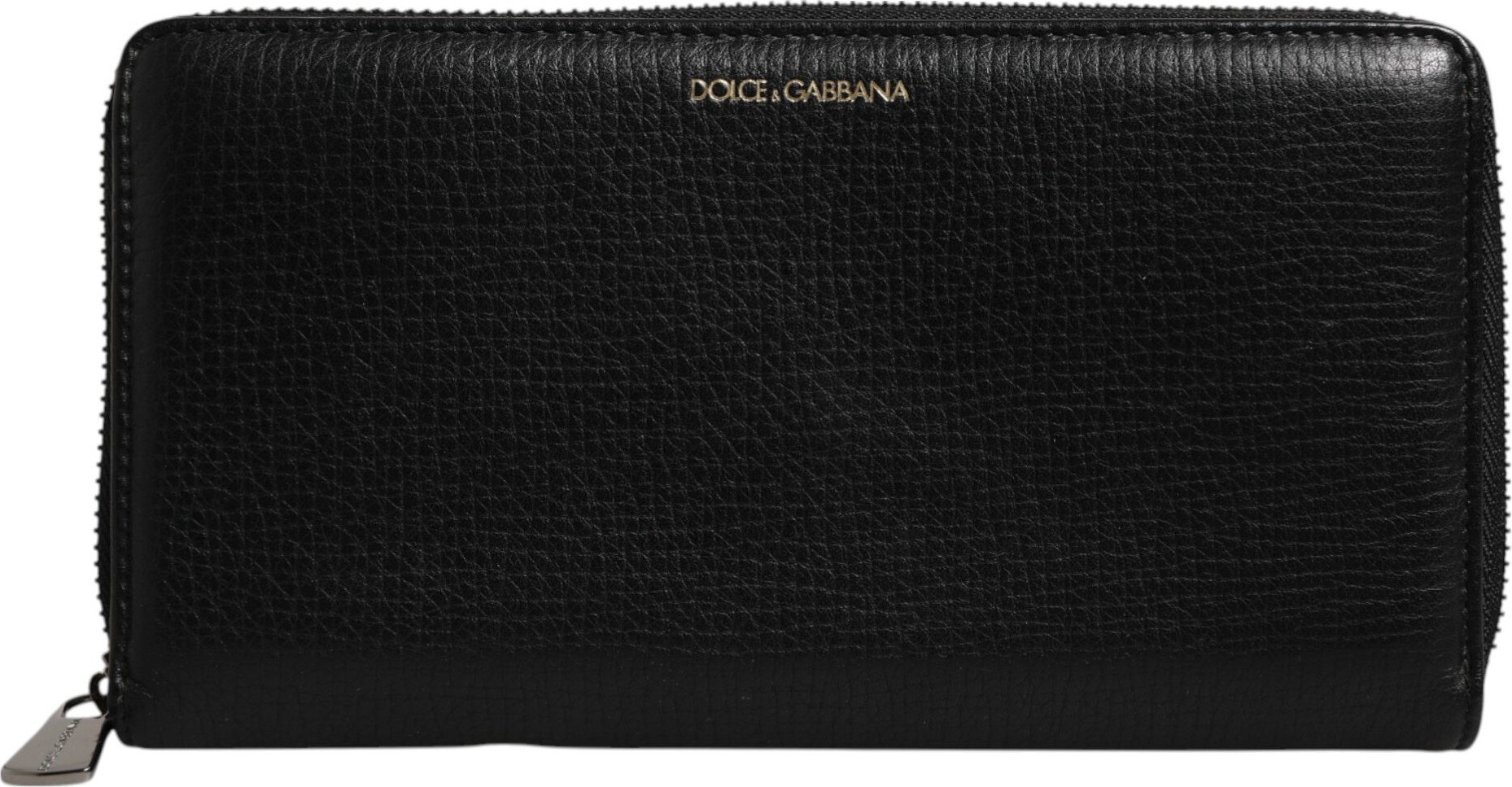 Sumka Dolce & Gabbana Qora buzoq terisi Logotip bilan Zip Around Continental