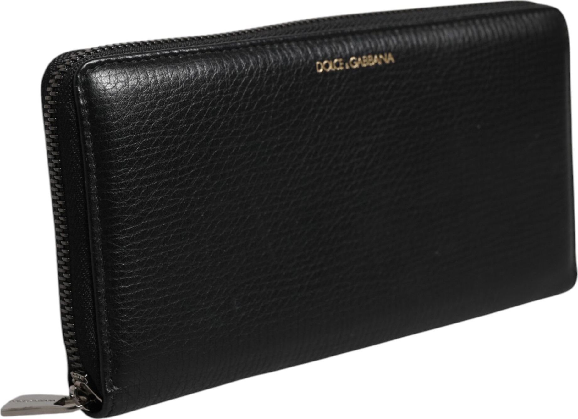 Sumka Dolce & Gabbana Qora buzoq terisi Logotip bilan Zip Around Continental