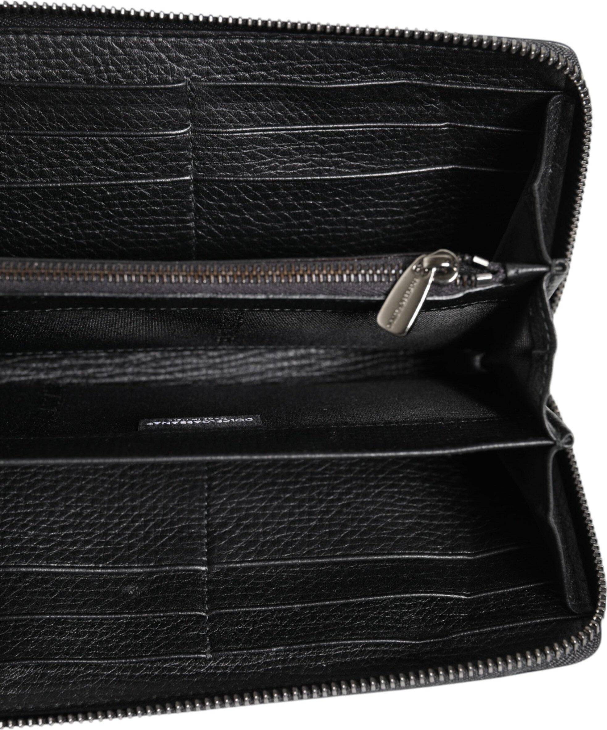 Sumka Dolce & Gabbana Qora buzoq terisi Logotip bilan Zip Around Continental