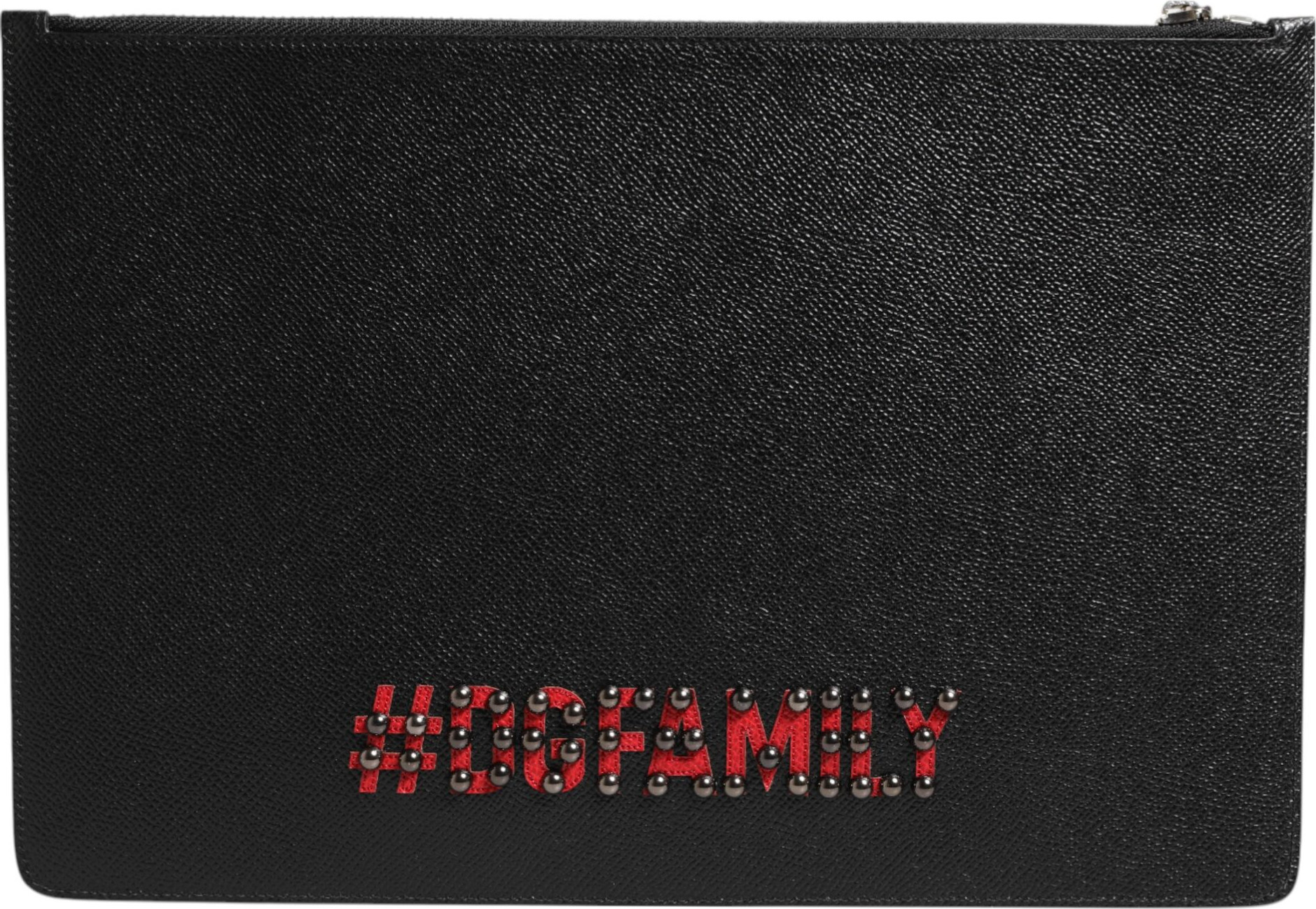 Pouch Bag Dolce & Gabbana Black Leather Embellished Men Clutch Pouch Bag