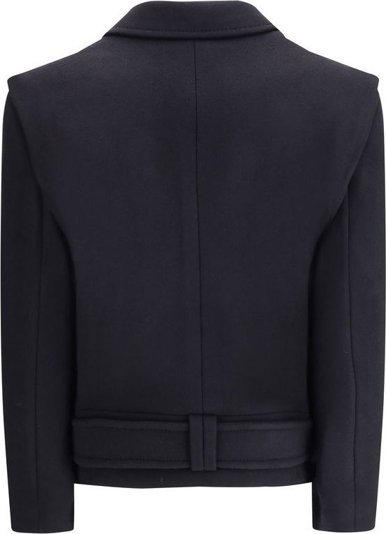 Черное шерстяное пальто Balmain