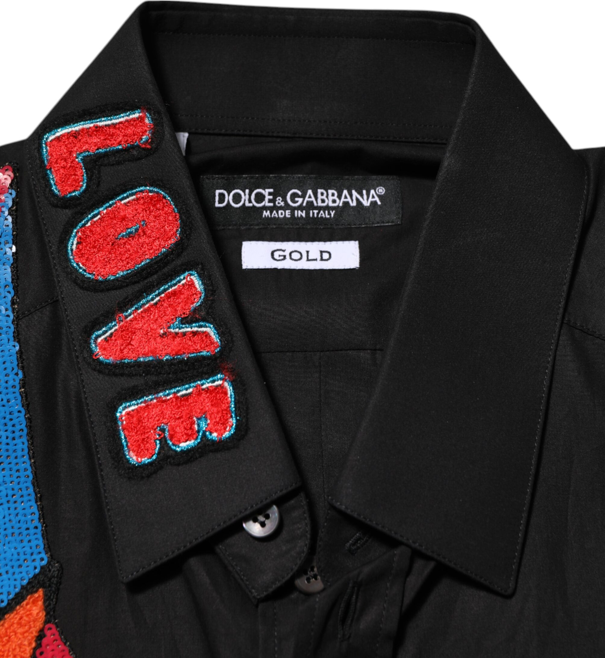 Рубашка Dolce & Gabbana черная хлопковая с пайетками в виде звезды