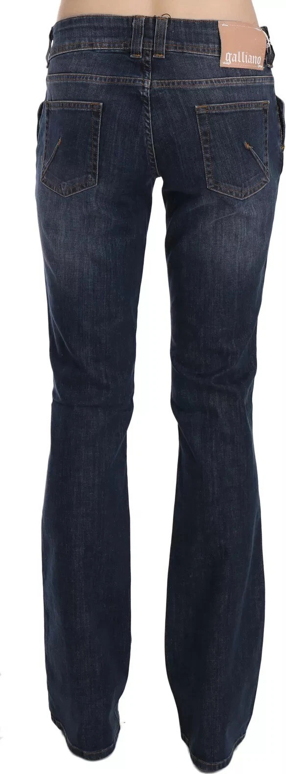 Blue Washed Mid Waist Flared Denim Casual Pants Jeans John Galliano