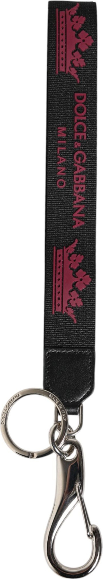 Keychain Dolce & Gabbana Black Burgundy Nylon DG Logo Crown Holder