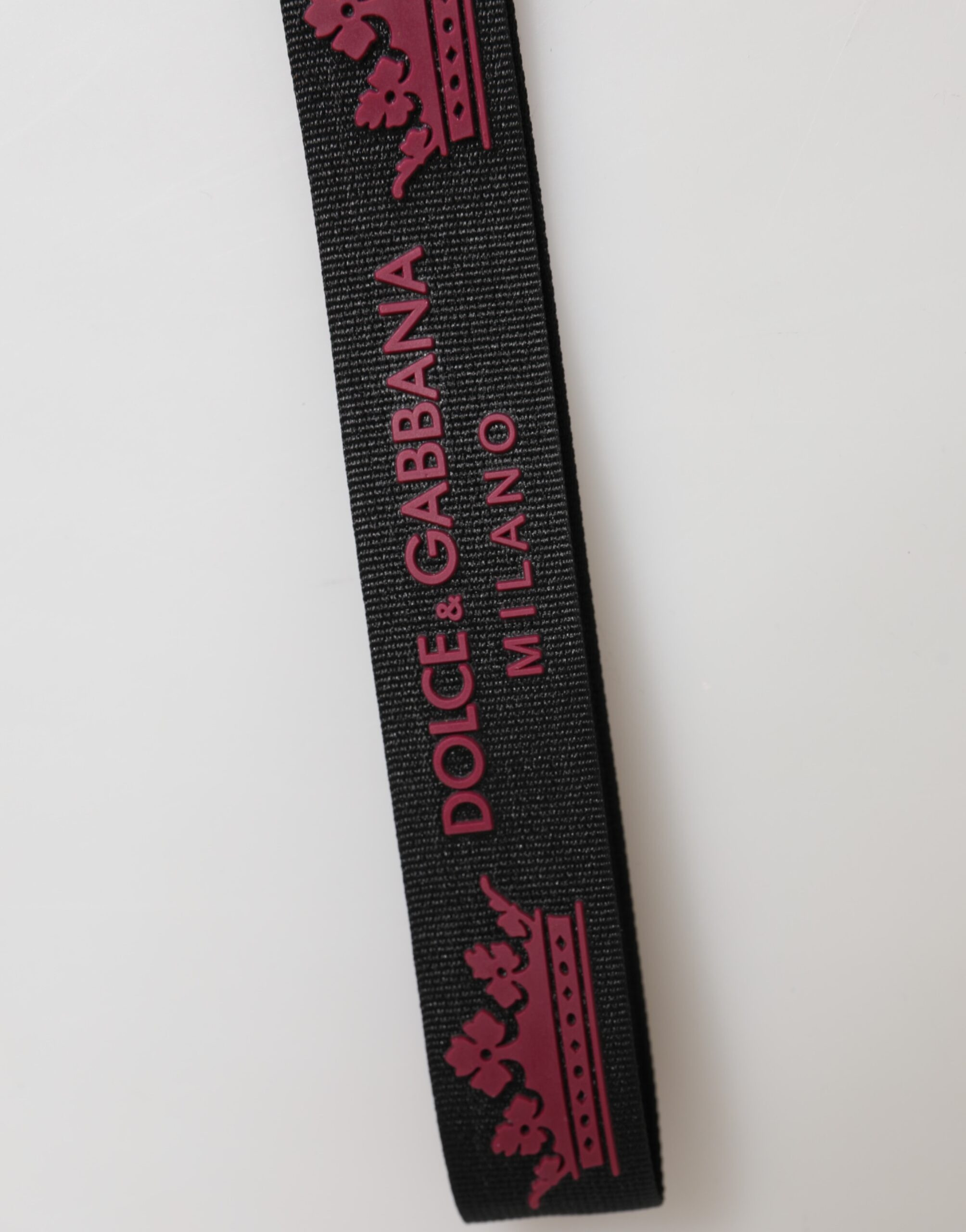 Keychain Dolce & Gabbana Black Burgundy Nylon DG Logo Crown Holder