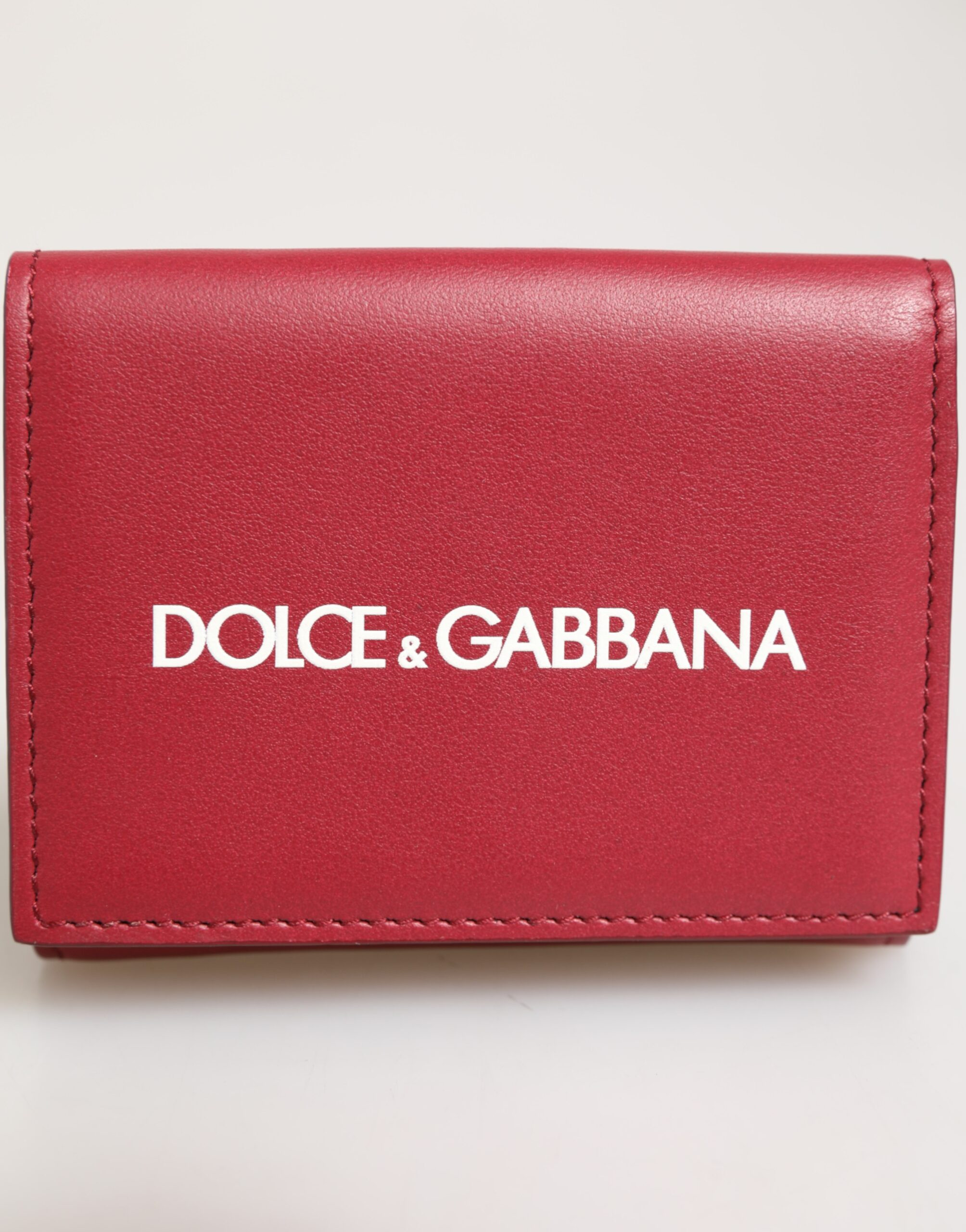 Dolce & Gabbana Qizil teri yig'ma logotipi bosilgan uch karra karta ushlagichi hamyon