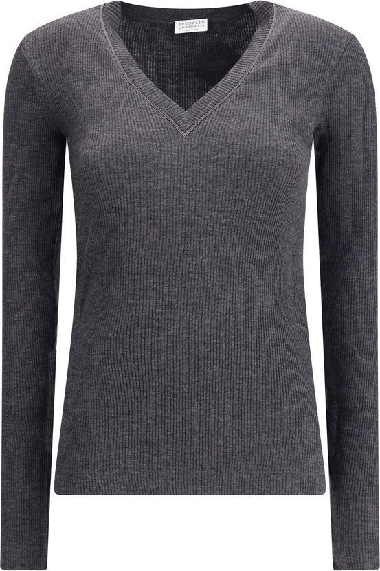 Серая шерстяная лонгслив Brunello Cucinelli