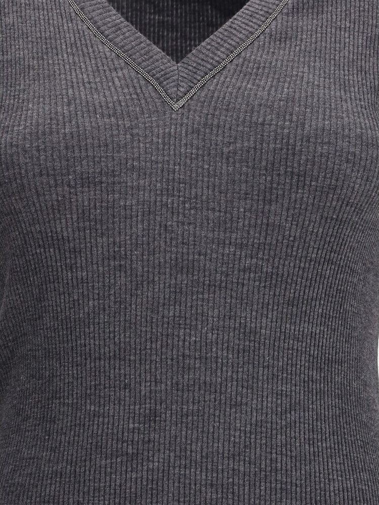 Серая шерстяная лонгслив Brunello Cucinelli