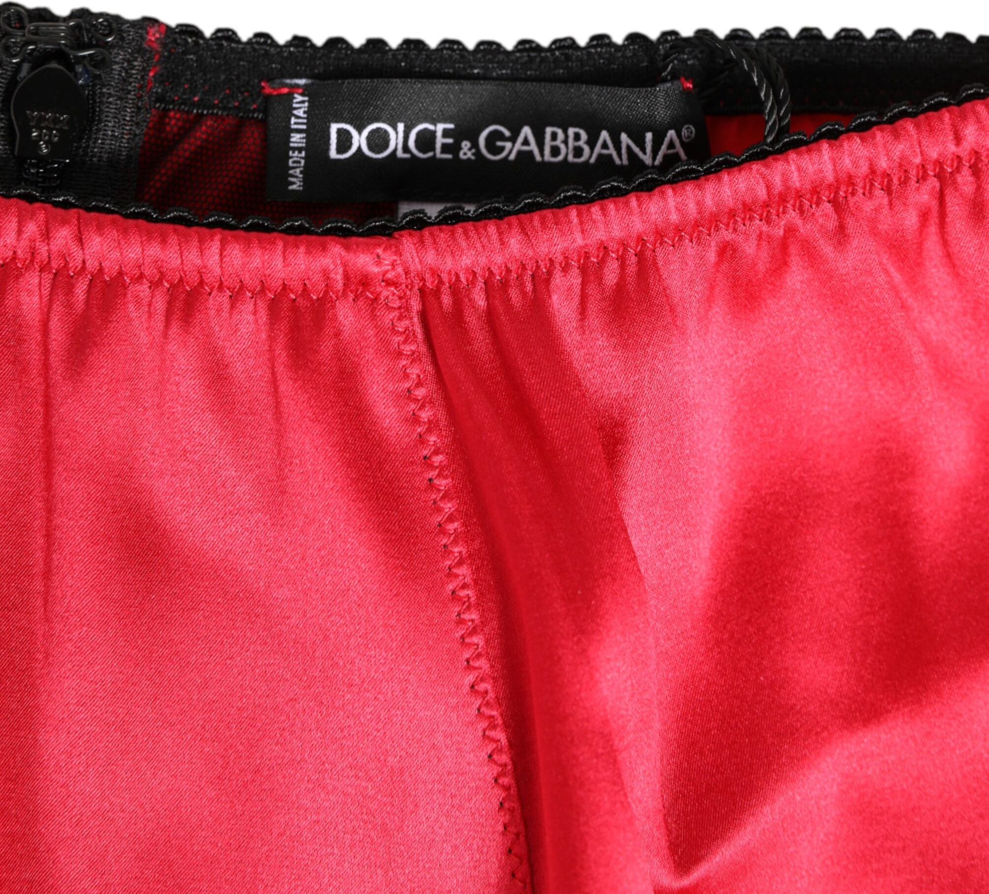 Red Silk Satin High-Waist Briefs Underwear Dolce & Gabbana