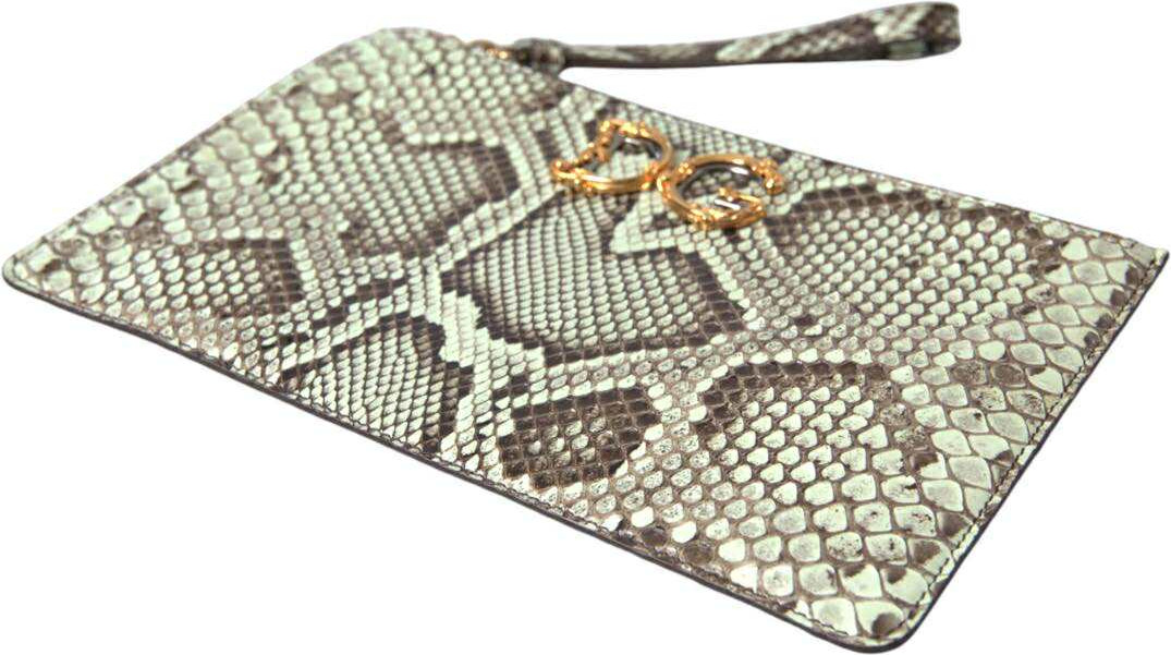 Clutch Leather Dolce & Gabbana Exotic Leather Gold DG Logo Clutch