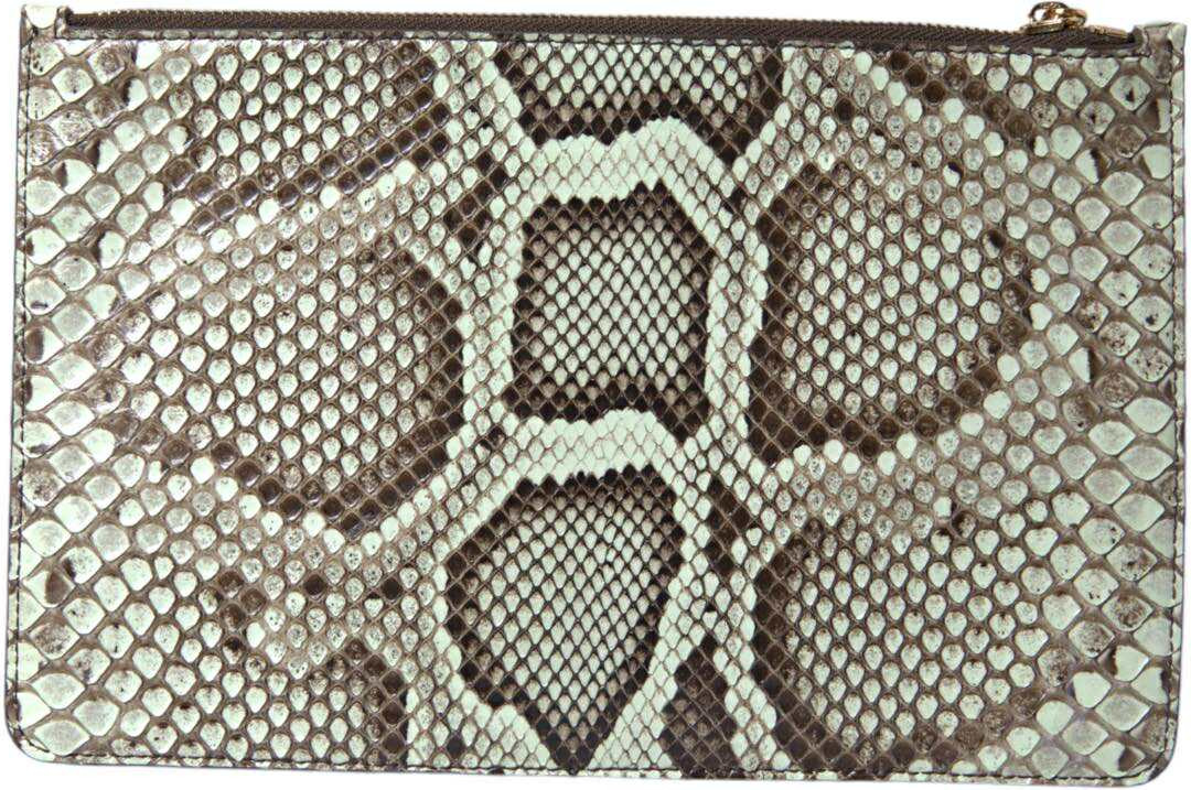 Clutch Leather Dolce & Gabbana Exotic Leather Gold DG Logo Clutch