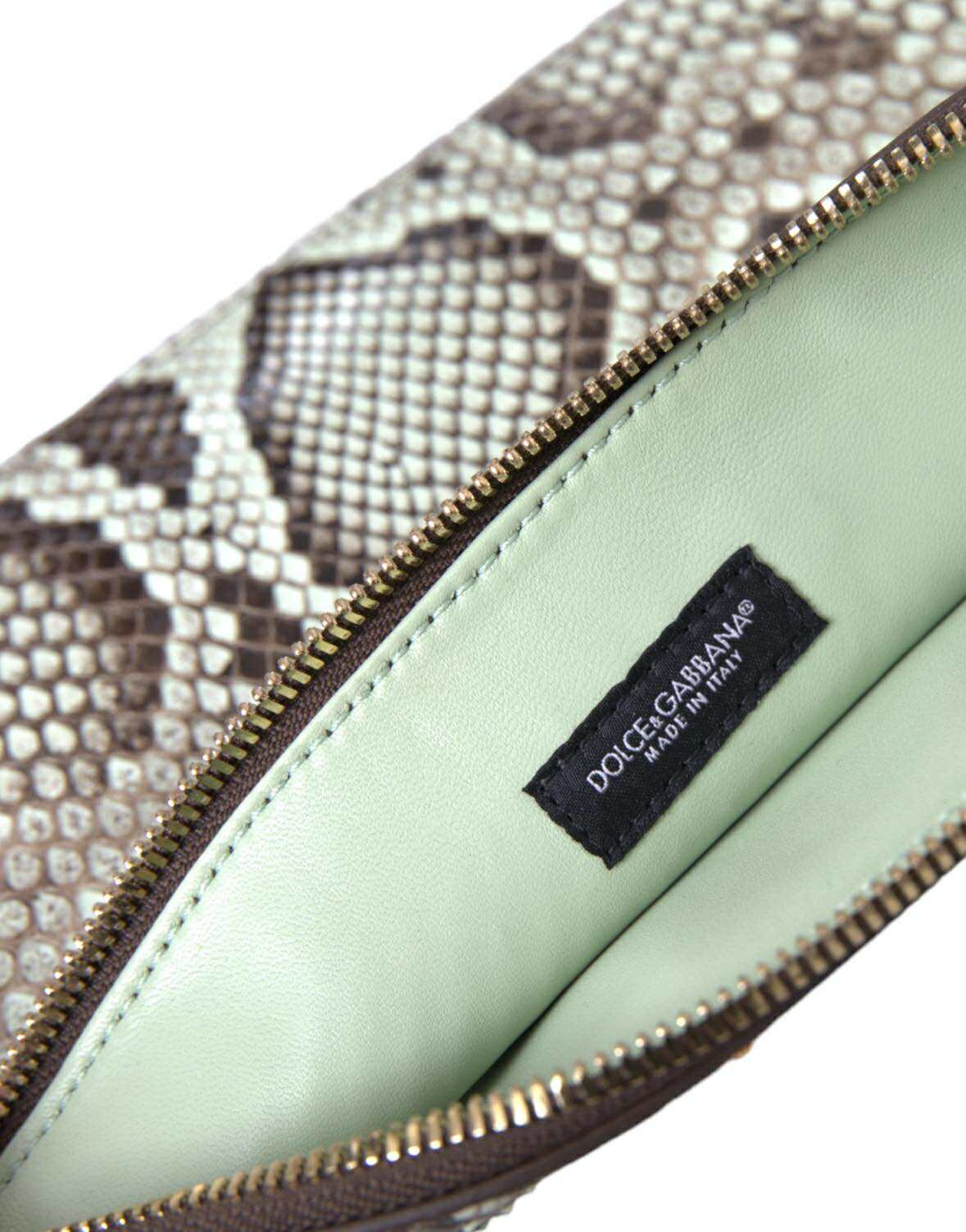 Clutch Leather Dolce & Gabbana Exotic Leather Gold DG Logo Clutch